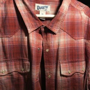 Duluth Trading Co Red Plaid Casual Button Down Shirt